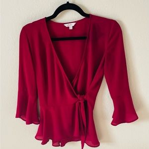 Small-Red Sheer Dress Top